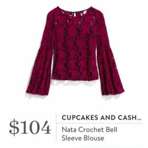 EUC Cupcakes and Cashmere Nata Crochet Bell Sleeve Blouse (Stitch Fix) - Small